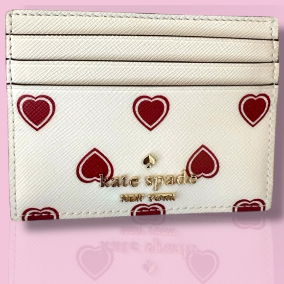 kate spade Handbags - Kate Spade Madison Heartfelt Geo Cream & Red  Card Holder New in Box